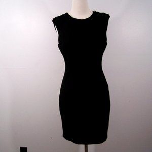 BEBE Dress Sheath Size 10 Black Stretch Sleeveless Lined Slit Zipper Knee Length